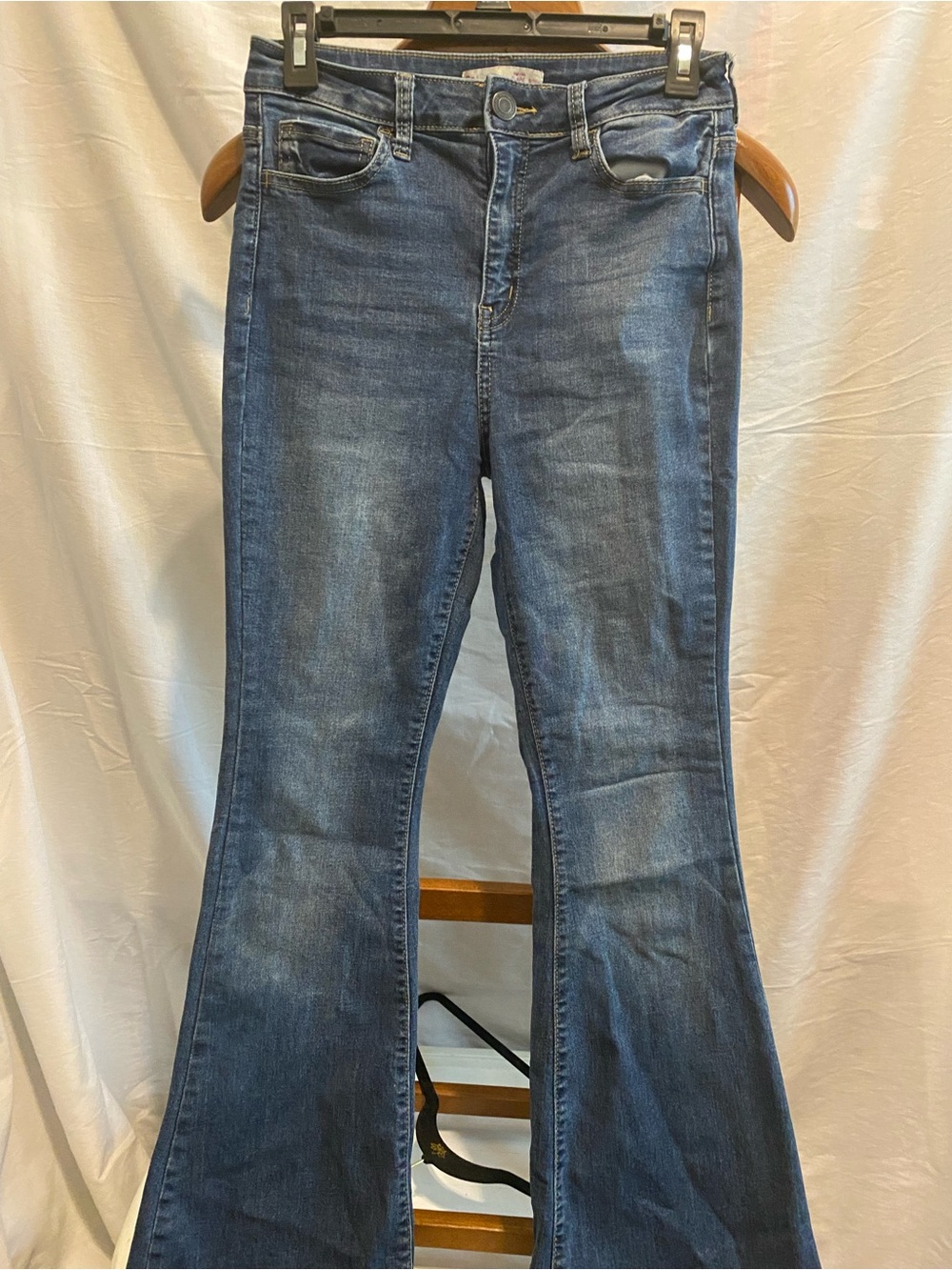 SO Women's Mid-Rise Blue Flare Jeans